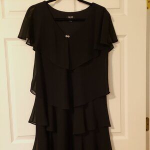 SLNY black, ruffled dress sz 16